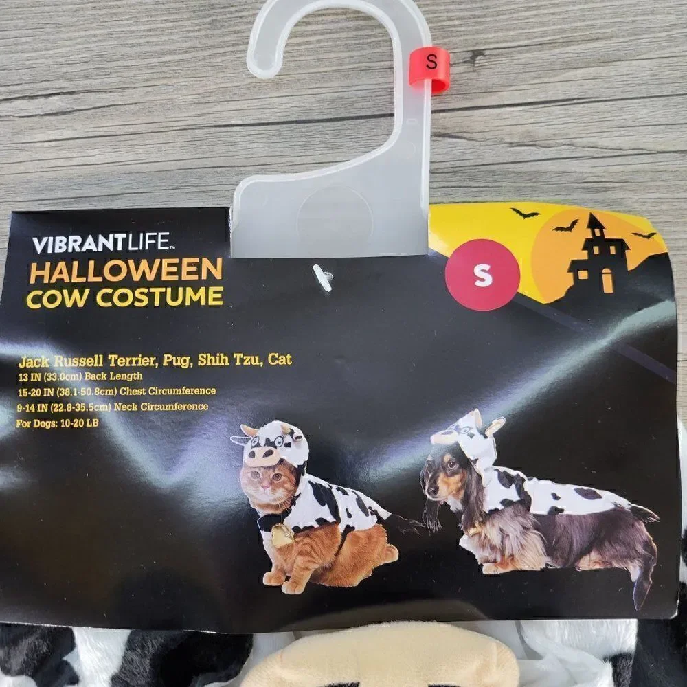 Vibrant Life Cow Dog Costume Sz S